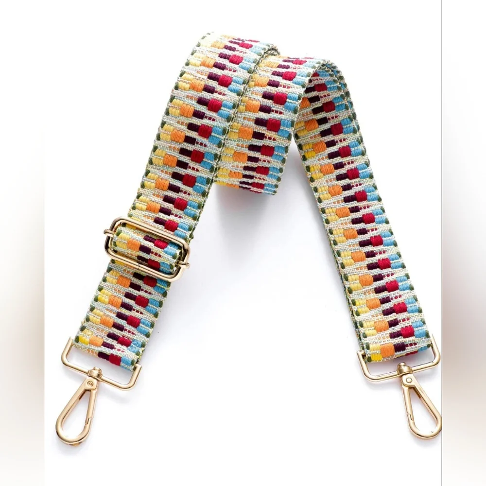 Rainbow Adjustable Purse Crossbody Colorful Strap Silver Gold x2 NWOT